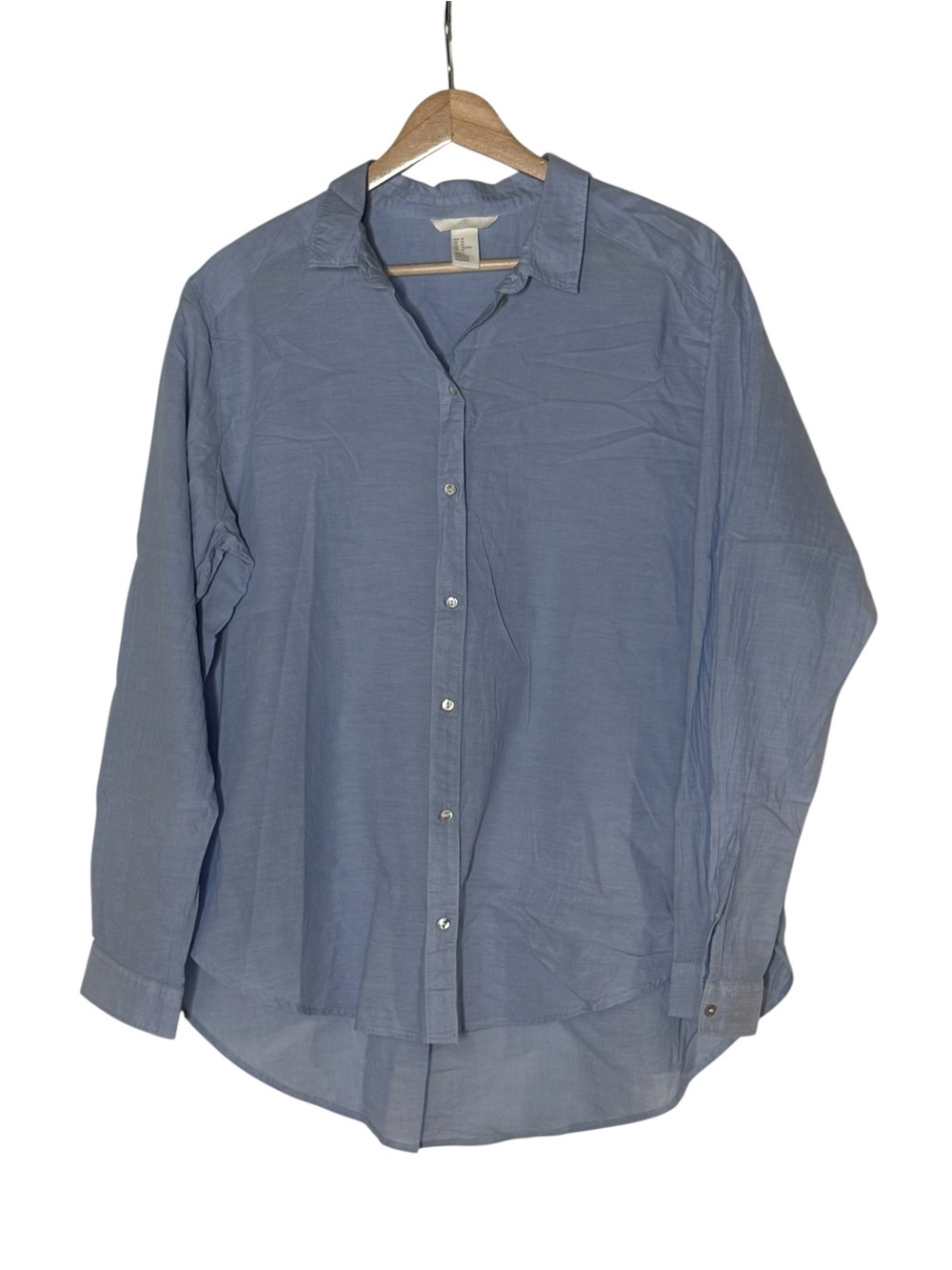 H&M Lightweight Light Blue Button Up Shirt Size 10 Business Casual Preppy